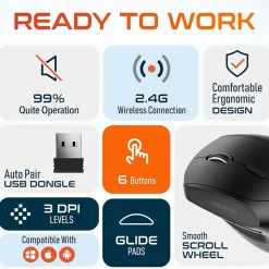 Delton S12P Wireless Optical 2.4 GHz Mouse, Black (DMERGS12P-WB)