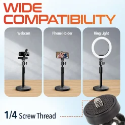 Delton T301 360° Webcam Stand, Camera Stand for Video Calls/Streaming/Recording, Black (DCT301)