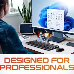 Delton T42 Wireless Ergonomic Computer Keyboard with Tablet Holder, Black (DKBT42-WB)