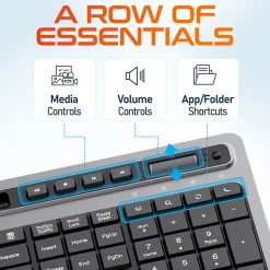 Delton T42 Wireless Ergonomic Computer Keyboard with Tablet Holder, Black (DKBT42-WB)