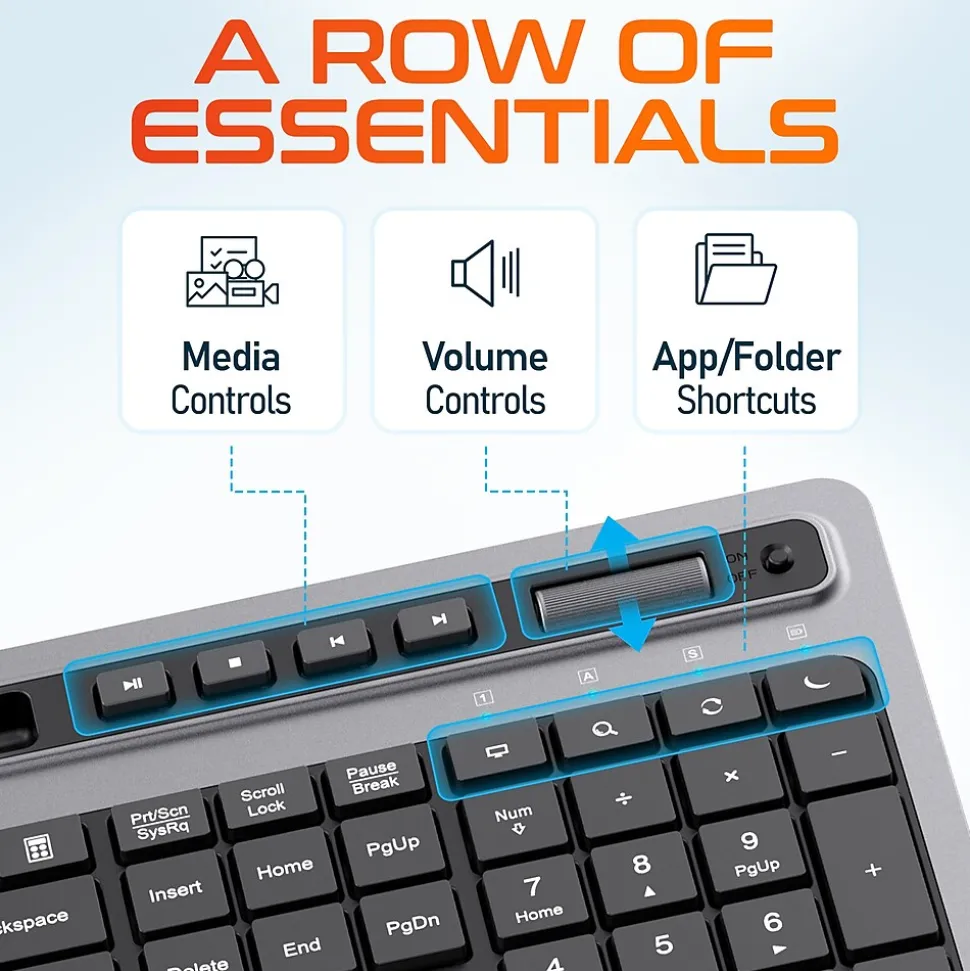 Delton T42 Wireless Keyboard with Tablet Holder and M42 Optical Mouse Combo, Black (DKBMT42-WB)