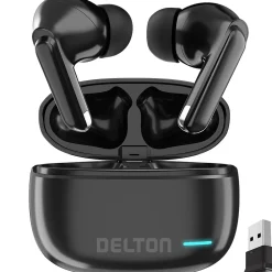 Delton T70 Wireless Noise Canceling Bluetooth Computer Earbuds, Black (DBHT70)