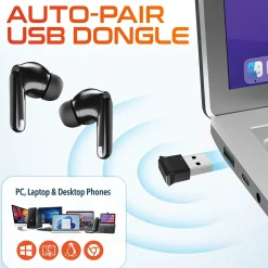 Delton T70 Wireless Noise Canceling Bluetooth Computer Earbuds, Black (DBHT70)