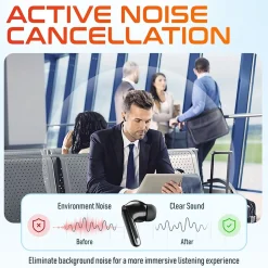 Delton T70 Wireless Noise Canceling Bluetooth Computer Earbuds, Black (DBHT70)