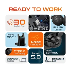 Delton Work Anywhere 35X Wireless Noise Canceling Bluetooth Over-the-Ear Headset Kit (DBND4WLS35X)