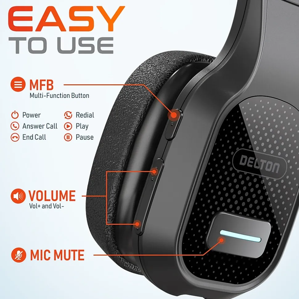 Delton 20X Professional USB-C, 3.5mm Noise Canceling Bluetooth On Ear Headset (DBTHEAD20XBTDLHSAS1)