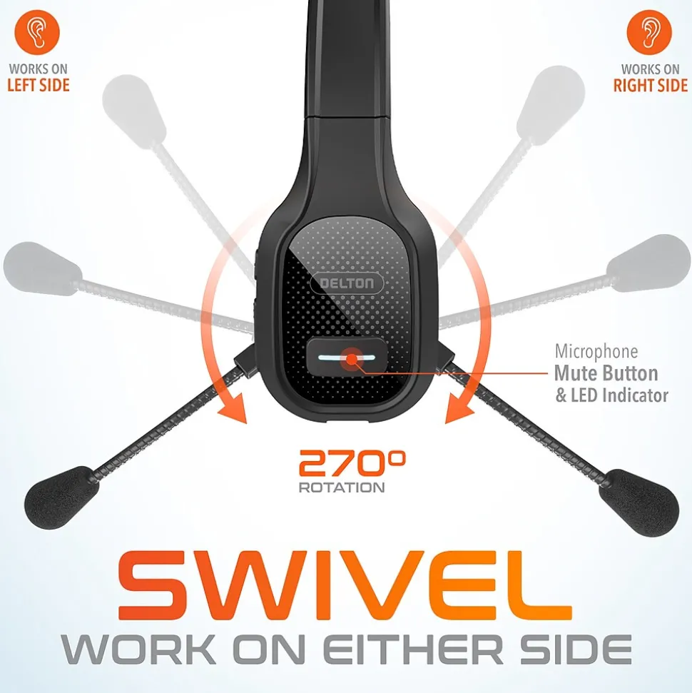 Delton 20X Professional USB-C, 3.5mm Noise Canceling Bluetooth On Ear Headset (DBTHEAD20XBTDLHSAS1)