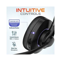 Delton 60X Stereo Noise Canceling Bluetooth Computer Headset - Compatible with MS Teams, Black (DBTHEAD60XBTDL)