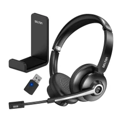 Delton 30X Wireless Noise Canceling Bluetooth Stereo Headset with Auto-Pair USB Dongle and Headset Hook (DBTHEAD30XBTDLHSAS1)