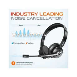 Delton 30X Wireless Noise Canceling Bluetooth Stereo Headset with Auto-Pair USB Dongle and Headset Hook (DBTHEAD30XBTDLHSAS1)