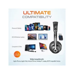 Delton 30X Wireless Noise Canceling Bluetooth Stereo Headset with Auto-Pair USB Dongle and Headset Hook (DBTHEAD30XBTDLHSAS1)