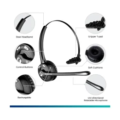 Delton 10X Wireless Noise-Canceling Bluetooth Over-the-Head Mono Computer Headset, Black (DBTHEAD10XBTDL)