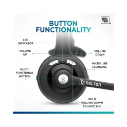 Delton 10X Wireless Noise-Canceling Bluetooth Over-the-Head Mono Computer Headset, Black (DBTHEAD10XBTDL)