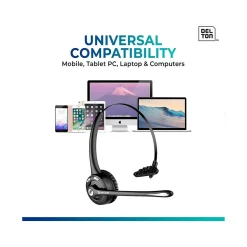 Delton 10X Wireless Noise-Canceling Bluetooth Over-the-Head Mono Computer Headset, Black (DBTHEAD10XBTDL)