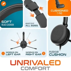 Delton 30Y MS Teams Noise-Canceling On-Ear Mono Computer Headset, USB Type-A & Type-C, Black (DWH30Y)