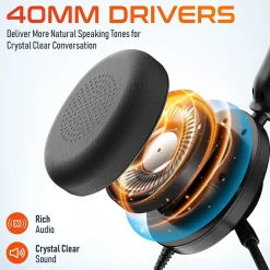 Delton 30Y MS Teams Noise-Canceling On-Ear Mono Computer Headset, USB Type-A & Type-C, Black (DWH30Y)