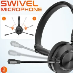 Delton 30Y MS Teams Noise-Canceling On-Ear Mono Computer Headset, USB Type-A & Type-C, Black (DWH30Y)