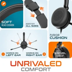 Delton 32Y MS Teams Noise-Canceling On-Ear Computer Headset, USB Type-A & Type C, Black (DWH32Y)