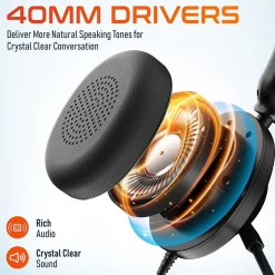 Delton 32Y MS Teams Noise-Canceling On-Ear Computer Headset, USB Type-A & Type C, Black (DWH32Y)