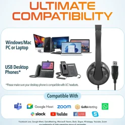 Delton 12Y Stereo On-Ear Computer Headset, USB Type-A (DWH12Y)