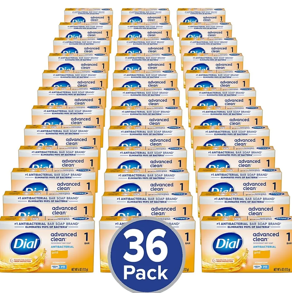 Dial Advanced Clean Antibacterial Bar Soap, Gold Scent, 36/Carton (00052336926172)