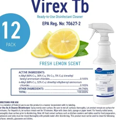 Diversey Virex TB Disinfectant Cleaner, RTU, Lemon Scent, 32 oz., 12/Carton (04743.)