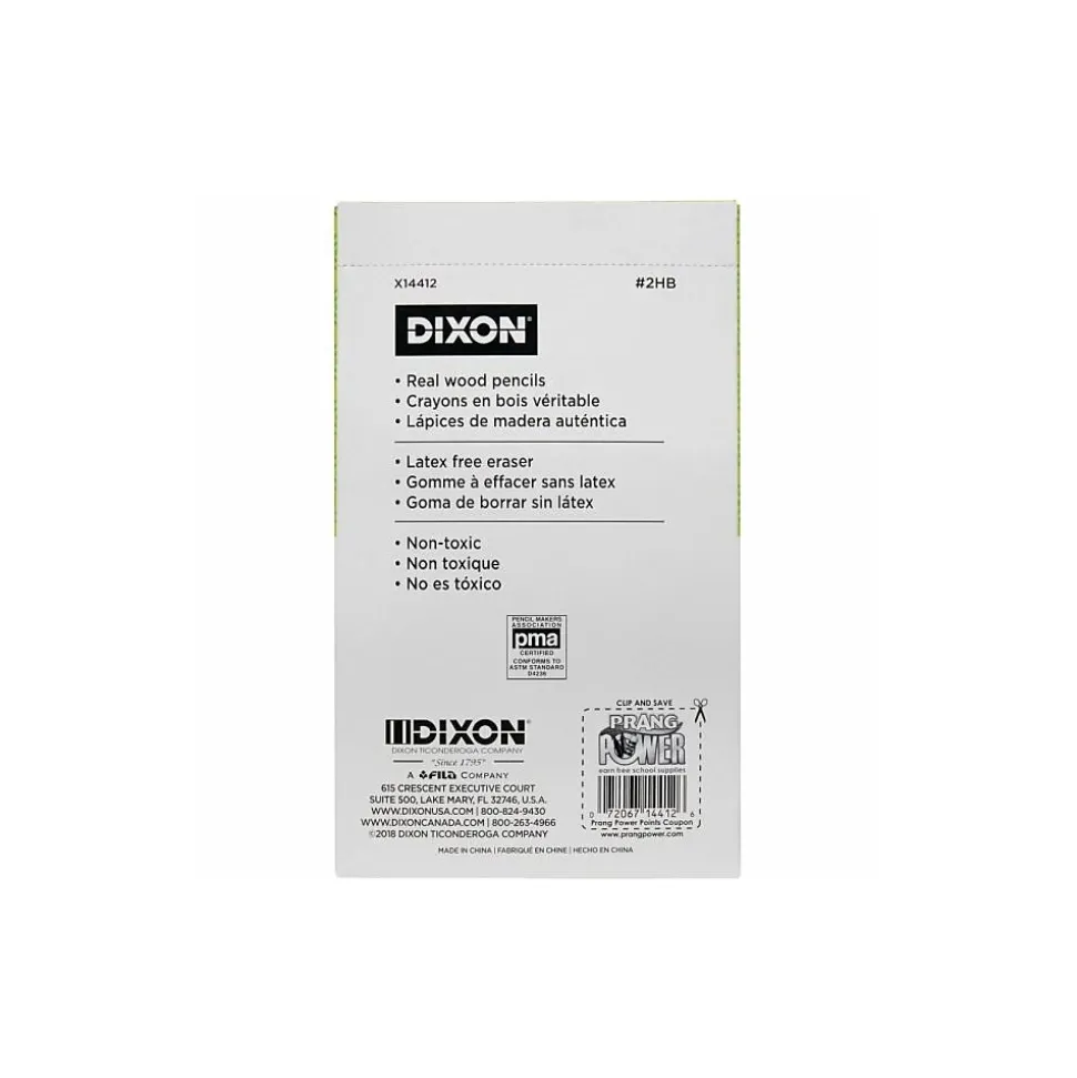Dixon Wooden Pencil, 2.2mm, #2 Soft Lead, 144/Box (14412)