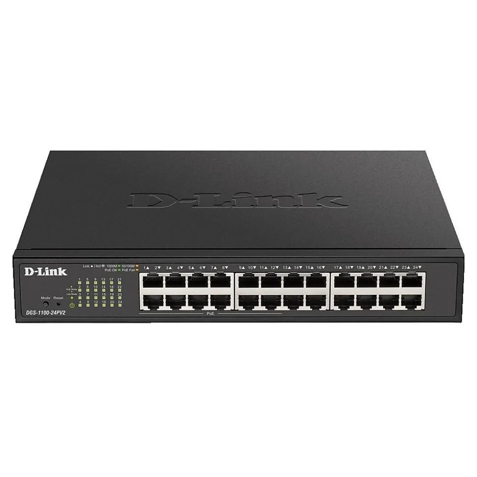 D-Link DGS-1100-24PV2 24 Ports Layer 2 Gigabit Ethernet PoE Switch Managed, Black