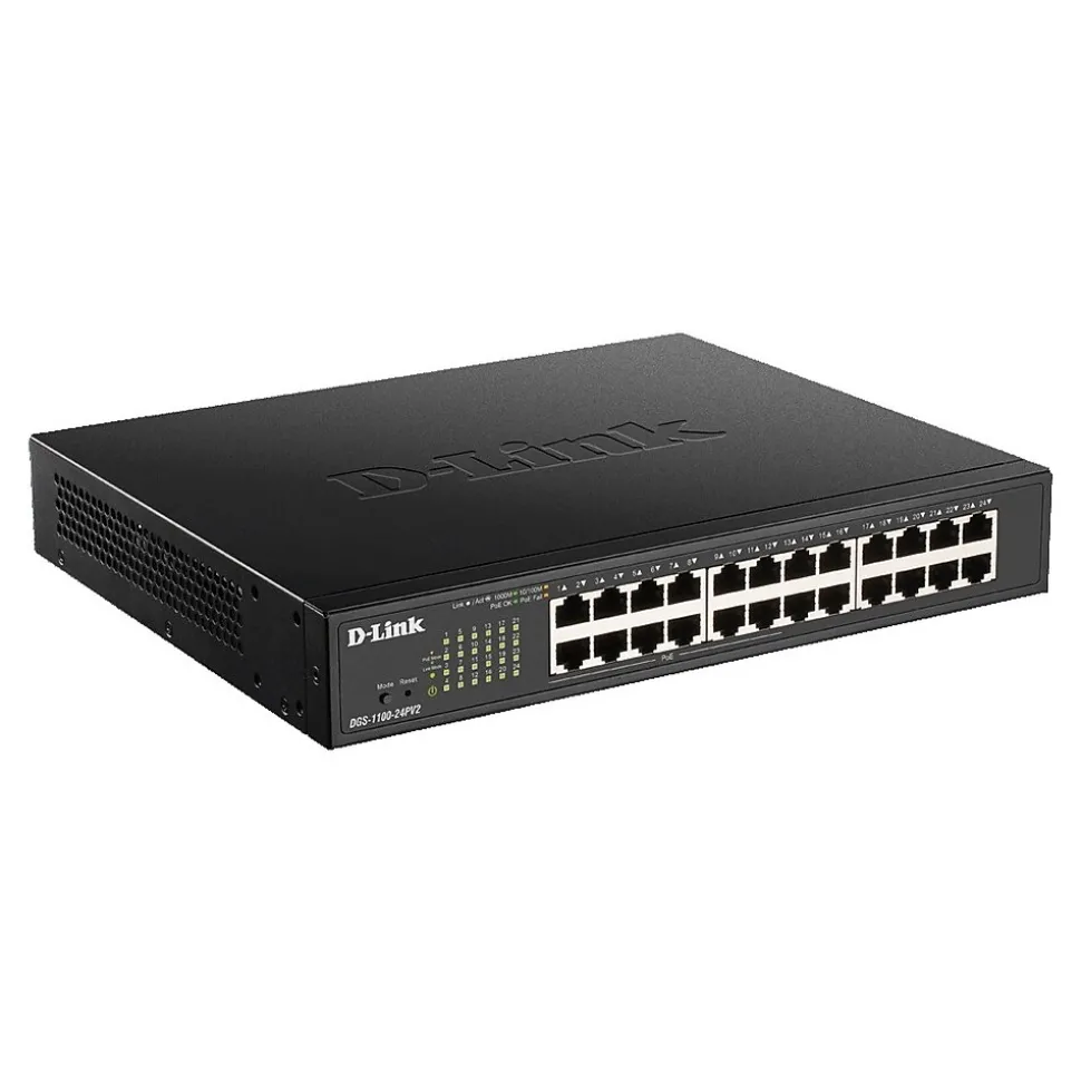 D-Link DGS-1100-24PV2 24 Ports Layer 2 Gigabit Ethernet PoE Switch Managed, Black