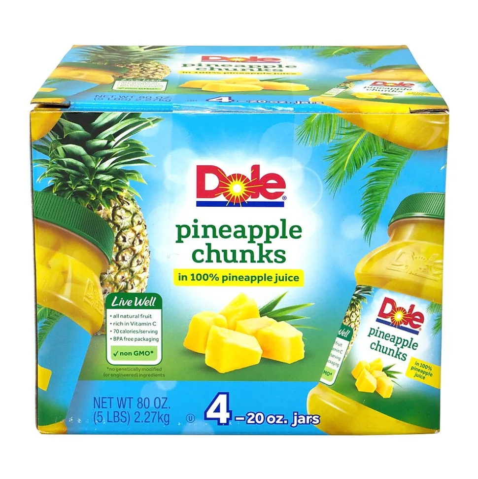 Dole Chunks Pineapple, 20 oz., 4/Pack (900-00165)