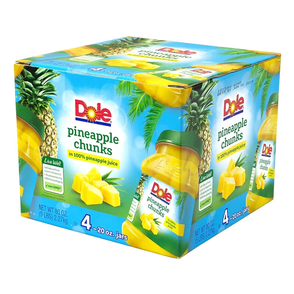 Dole Chunks Pineapple, 20 oz., 4/Pack (900-00165)