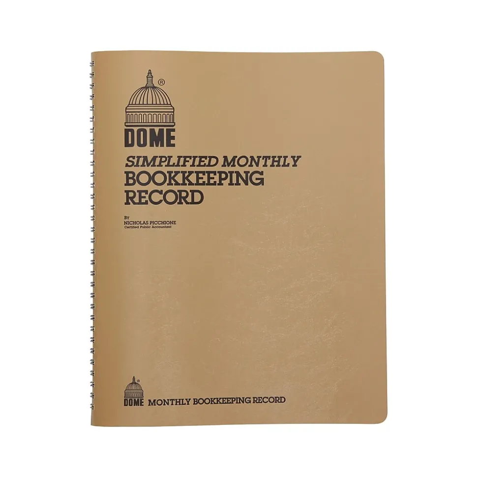 Dome Monthly Bookkeeping Record, 8.75" x 11.25", Brown (612)