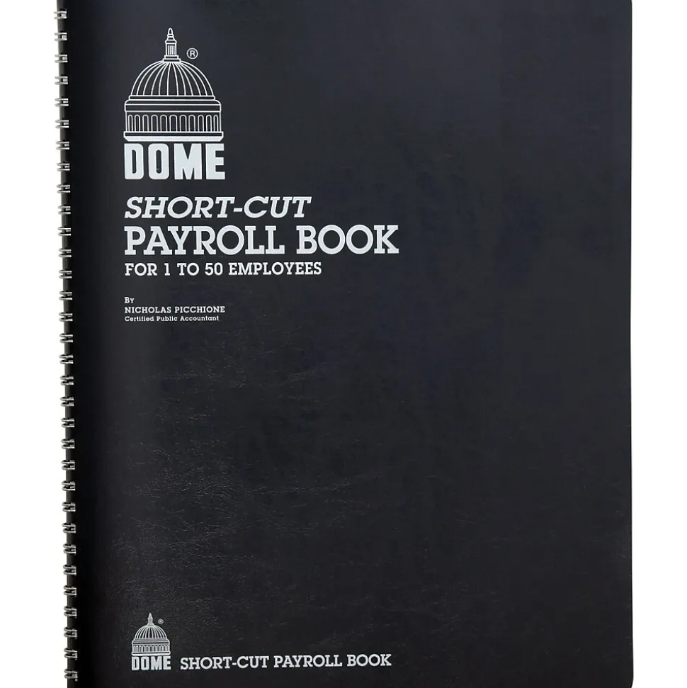 Dome Short-Cut Payroll Book, 8 Columns, 11.25" x 8.75", Navy (650)