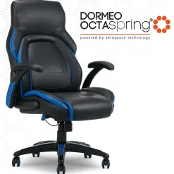 Dormeo Ergonomic Faux Leather Swivel Manager's Chair, Blue (60030-BLU)