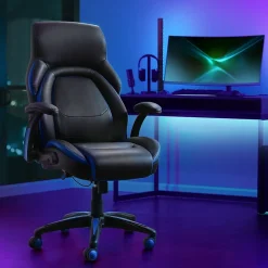 Dormeo Ergonomic Faux Leather Swivel Manager's Chair, Blue (60030-BLU)