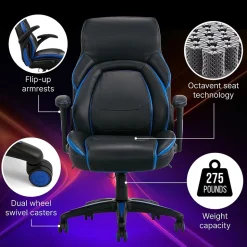 Dormeo Ergonomic Faux Leather Swivel Manager's Chair, Blue (60030-BLU)