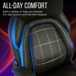 Dormeo Ergonomic Faux Leather Swivel Manager's Chair, Blue (60030-BLU)