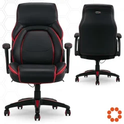 Dormeo Vantage Ergonomic Bonded Leather Swivel Manager Chair, Black/Red (60030-RED)