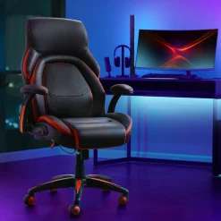 Dormeo Vantage Ergonomic Bonded Leather Swivel Manager Chair, Black/Red (60030-RED)