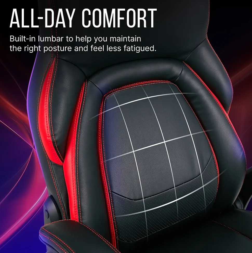 Dormeo Vantage Ergonomic Bonded Leather Swivel Manager Chair, Black/Red (60030-RED)