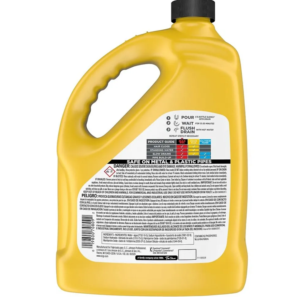 Drano Max Gel Clog Remover Drain Cleaner, 1 Gal. (696642EA)