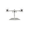 Dual Monitor Stand - Free Standing Desktop Pole Stand for 2x 24" VESA Mount Displays -Synchronized Height Adjustable - Silver