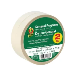 Duck General Purpose Masking Tape, 0.94" x 60 Yds., Beige, 2/Pack (PG-2-2)
