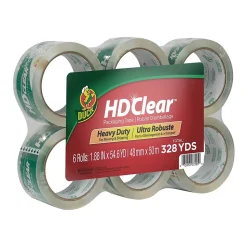 Duck HD Clear Heavy Duty Packing Tape, 1.88" x 54.6 yds., Clear, 6/Pack (441962/7295)