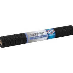 Duck Super Grip EasyLiner with Clorox Plastic Shelf Liner, 20", Black (284150)