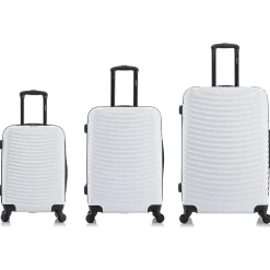 DUKAP Adly 3-Piece Hardside Spinner Luggage Set, White (DKADLSML-WHI)