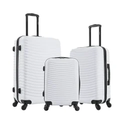 DUKAP Adly 3-Piece Hardside Spinner Luggage Set, White (DKADLSML-WHI)