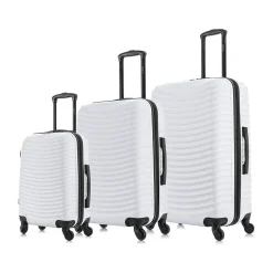 DUKAP Adly 3-Piece Hardside Spinner Luggage Set, White (DKADLSML-WHI)