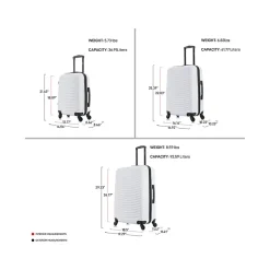 DUKAP Adly 3-Piece Hardside Spinner Luggage Set, White (DKADLSML-WHI)