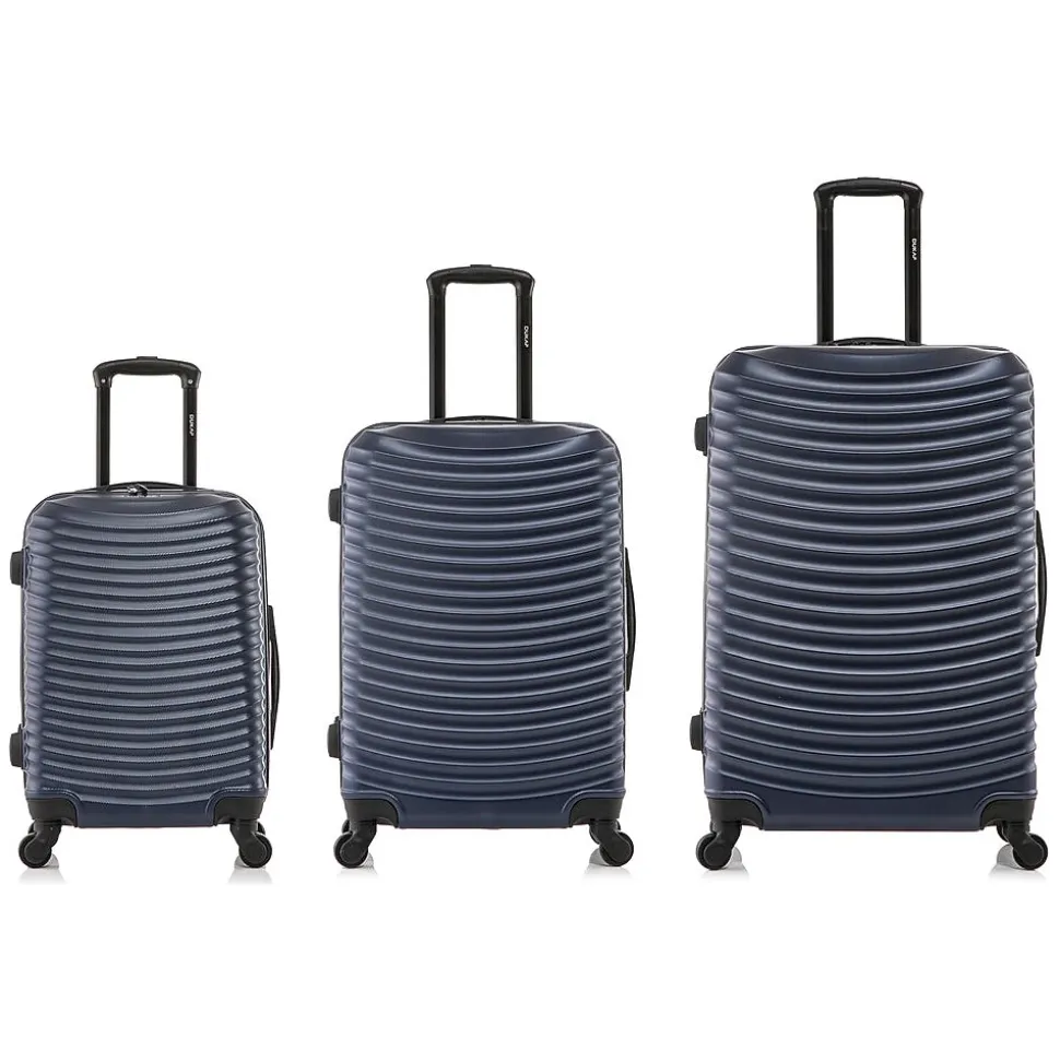DUKAP Adly 3-Piece Hardside Spinner Luggage Set, Navy Blue (DKADLSML-BLU)